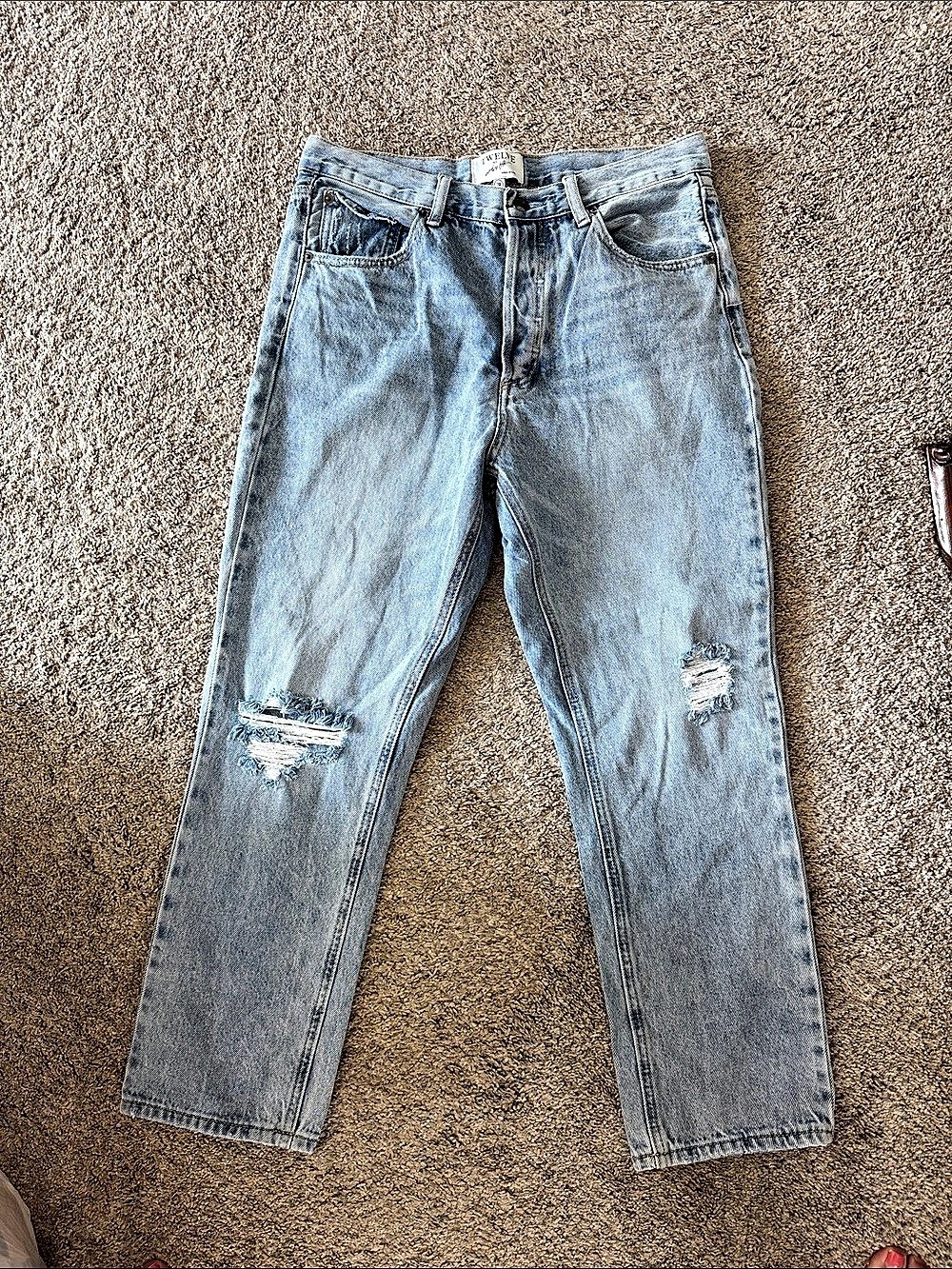 Twelve Straight Leg Distressed Jeans Blue Waist 28